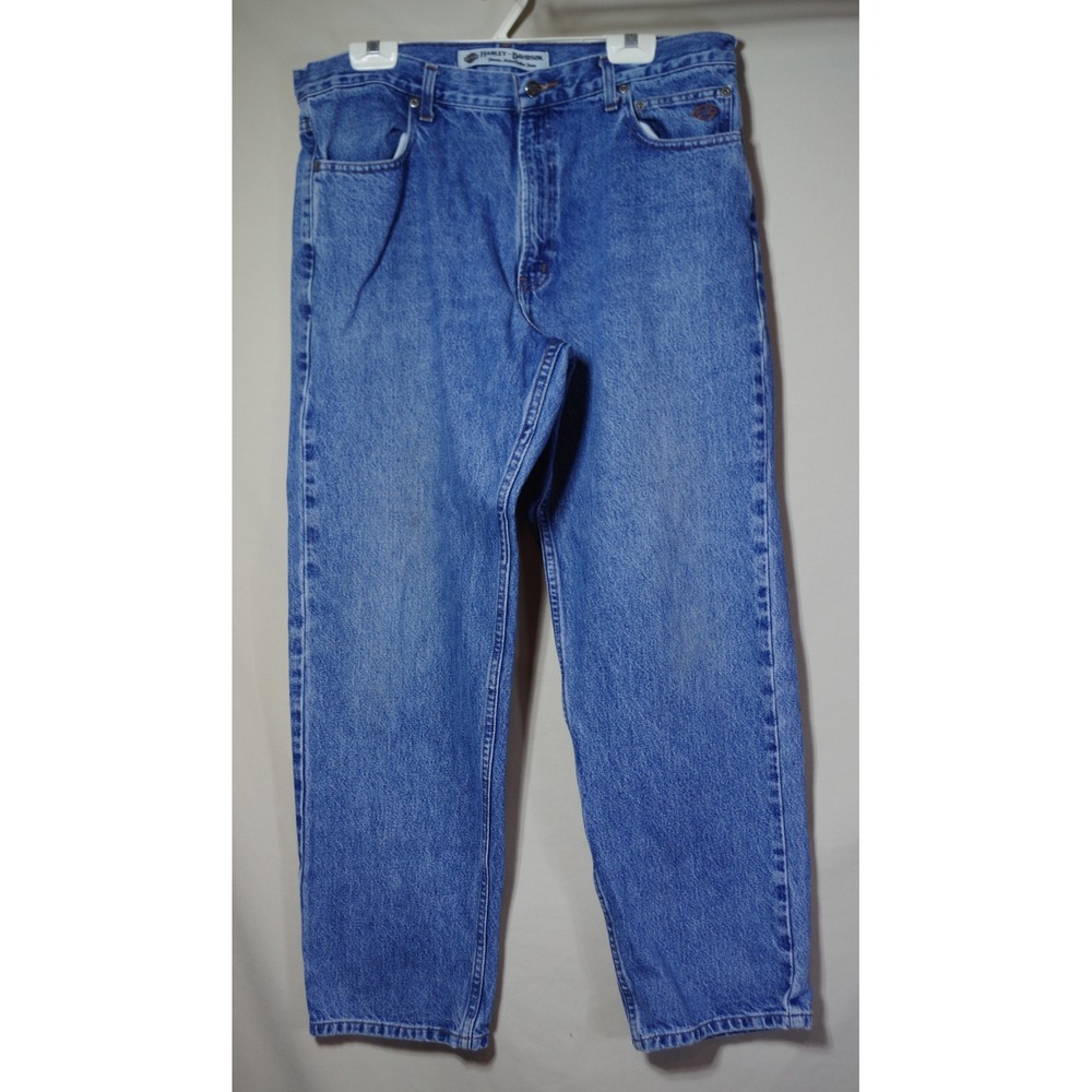 Harley-Davidson Men's 36x30 Genuine MotorClothes Blue Denim Straight Leg Jeans